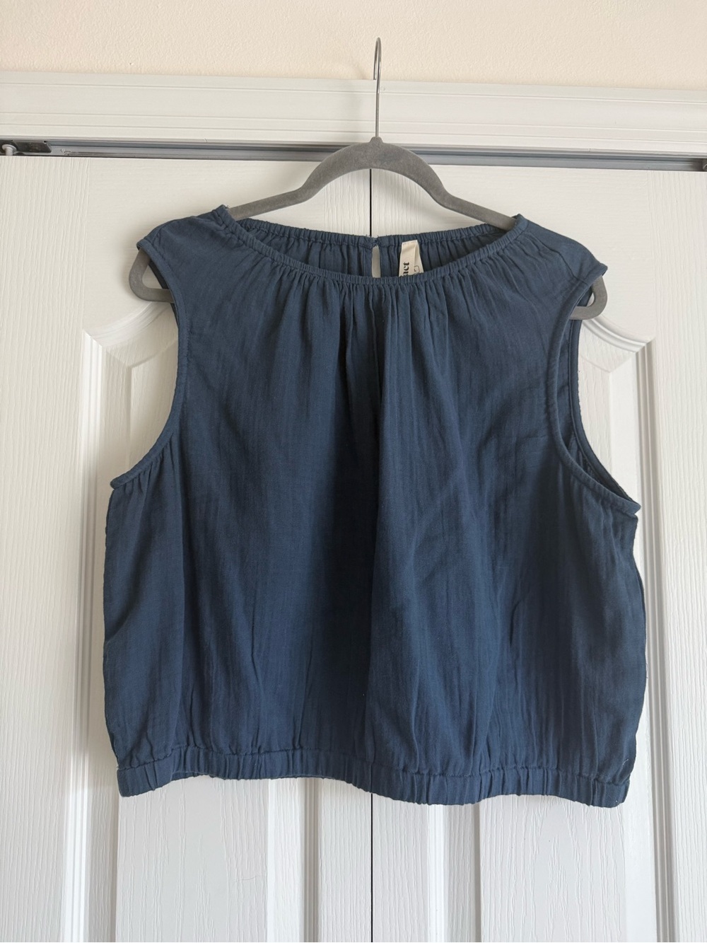 Pact Navy Sleeveless Gathered-Neck Camisole